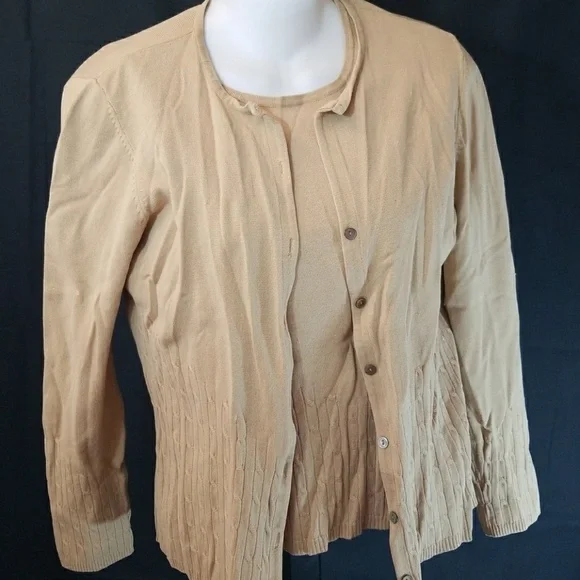 Caslon sleeveless tank blouse matching cardigan M - Picture 3 of 6